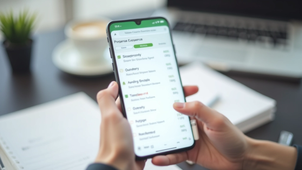 Smartphone s aplikací pro sledování výdajů a evidenci nákladů